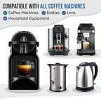 Universal Coffee Machine Descaling Solution. Coffee Machine Descaler Liquid 4 Uses. Descaler Kit. Part of your Barista Accessories Set. Compatible with Nespresso, Phillips, Lavazza, Verismo and More!