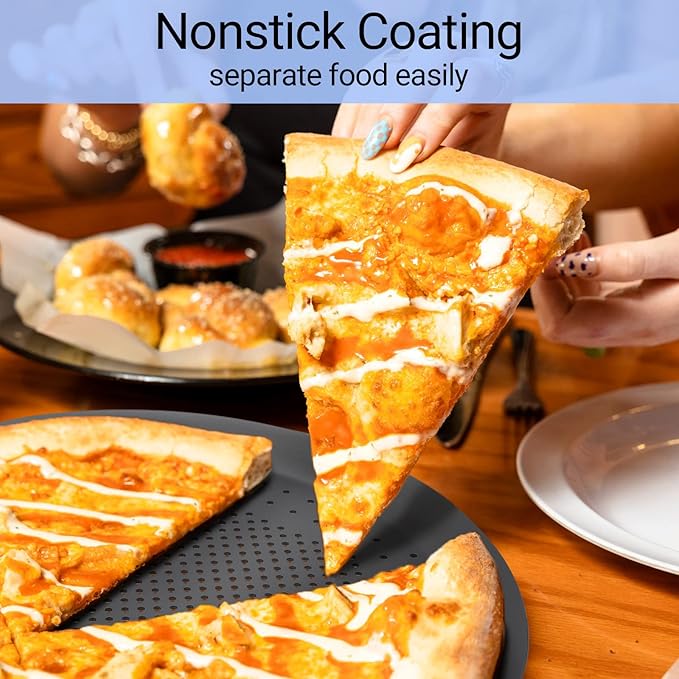 Beasea Pizza Pan 12 Inch, Pizza Pan with Holes Perforated Pizza Tray Aluminum Alloy Round Pizza Crisper Pans Oven Baking Pizza Bakeware Pizza Baking Tray for Home Restaurant Kitchen