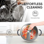 Sunhouse - 4.6 Quarts Steamer Pots With Lid 2-Tier Multipurpose Stainless Steel Steaming Pot Cookware For Vegetable, Dumpling, Sauce, Food - Triple Bottom, Measurement Line