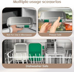 Stainless Steel Bento Box Kids, 3 Compartments Leak Proof Metal Bento Lunch Box, 304 Stainless Steel Bento Lunch Containers for School and Office,Dishwasher Safe, BPA-Free-Green