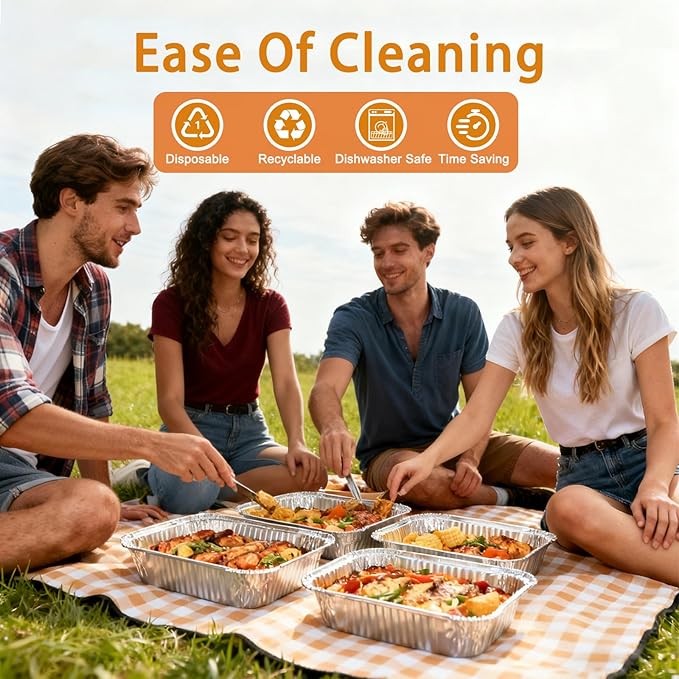 Aluminum Foil Pans 9x13 - Disposable Half Size Deep Steam Table Tin Foil Pans for Oven Baking Cake, Roasting Turkey, Food Prepping, Storing, Freezing, Chafing (30 Pack)