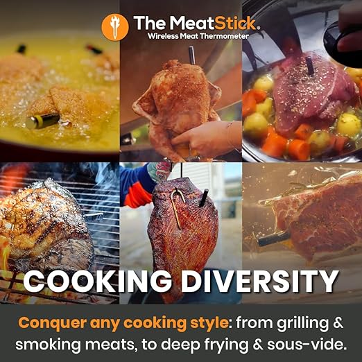 MeatStick - Wireless Meat Thermometer for Grilling and Smoking, Smart Meat Thermometer, Wireless Grill Thermometer, Wireless Meat Probe for Smoker, BBQ, Air Fryer, Deep Frying, Oven, Sous Vide