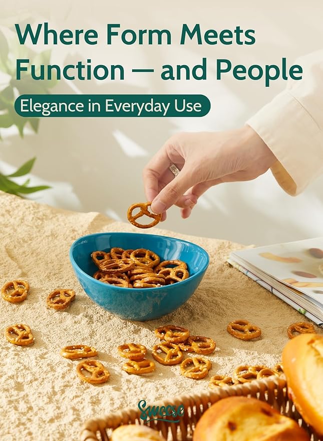 Sweese Porcelain Bowls Set - 5 Inch, 10 oz, Assorted Colors for Desserts, Soup, Rice, 6 Pack, Microwave Dishwasher Safe