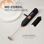 Zulay Kitchen FrothMate Powerful Milk Frother Portable & Compact Handheld Foam Maker Lattes, Cappuccinos (Black with Copper, Froth Mate)