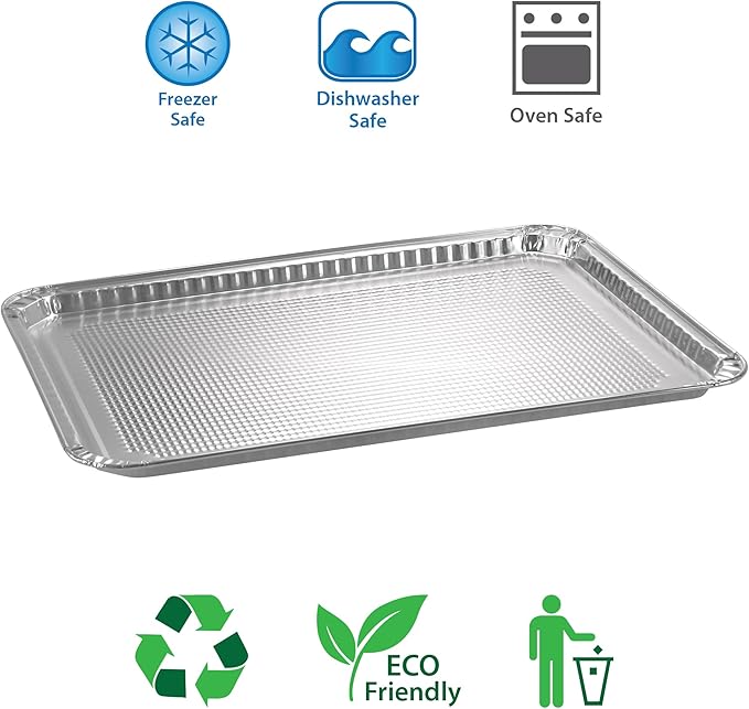 Aluminum Pans Half Size Textured Cookie Sheet 15 Count Durable Nonstick Baking Sheets 15.87" x 11" - Sheet Pan, Baking Tray, Cookie Sheets, Foil pans, Foil trays, Sheet Baking Pans