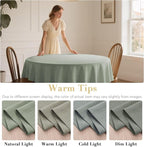H.VERSAILTEX Linen Table Cloths Round 60 Inch Premium Tablecloth Spill-Proof Waterproof Table Cover for Dining Buffet Feature Extra Soft and Thick Fabric Wrinkle Free, Sage