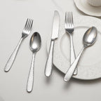 Hammered Silverware Set, 40 Piece Stainless Steel Heavy Duty Flatware Set for 8, Food-Grade Tableware Cutlery Set for Home Restaurant, Mirror Polished, Dishwasher Safe