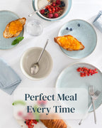 Stoneware dinnerware set 4 persons 16 pcs – Modern style plates and bowls set ceramic – Dishwasher, microwave and scratch resistant – Bowl and plate set – Dinner service Pure Living beige & light blue