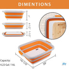 Collapsible BBQ Prep Tub(4.22 Gal/16L), Large BBQ Prep Tub with Lid & 2 Pcs Meat Shredder Claws, Foldable Marinating Food Storage, Multifunction Cutting Board, Barbeque Marinate Storage, Resting Meat