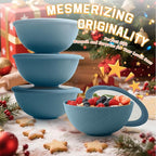 Homienly Bowls for Kitchen, Wheat Straw Bowls with Lids, Salad Container for Lunch, Unbreakable Microwave and Dishwasher Safe 40 OZ Large Bowl for Soup, Cereal, Ramen, RV, Camping, College Dorm, Blue