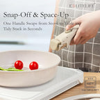 ESLITE LIFE Nonstick Cookware Sets with Detachable Handle,Ceramic Coating Pots and Pans Set Kitchen Cooking Set, Compatible with All Stovetops, PTFE & PFOA Free, White, 10 Pcs Set