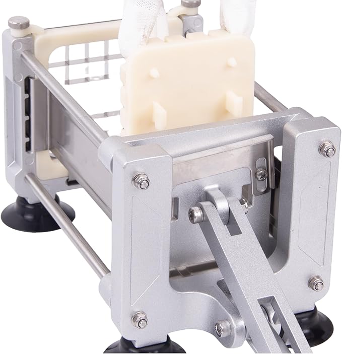 Heavy Duty French Fry Cutter with 3 Stainless Steel Blades (1/4" 3/8" 1/2") - Manual Metal Potato Slicer for Vegetable, Sweet Potatoes, Onions