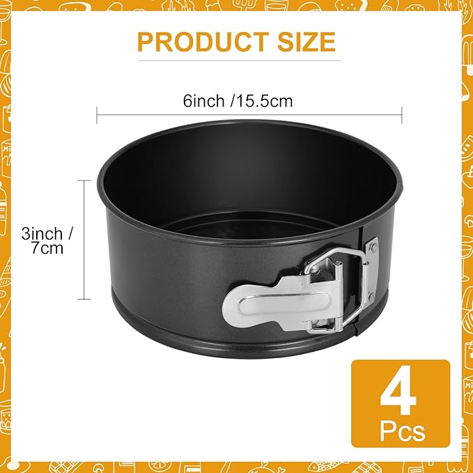 4pcs 6 inch springform pan，spring form pan for cheesecake with a detachable bottom，cake molds suitable for baking kitchens（black）