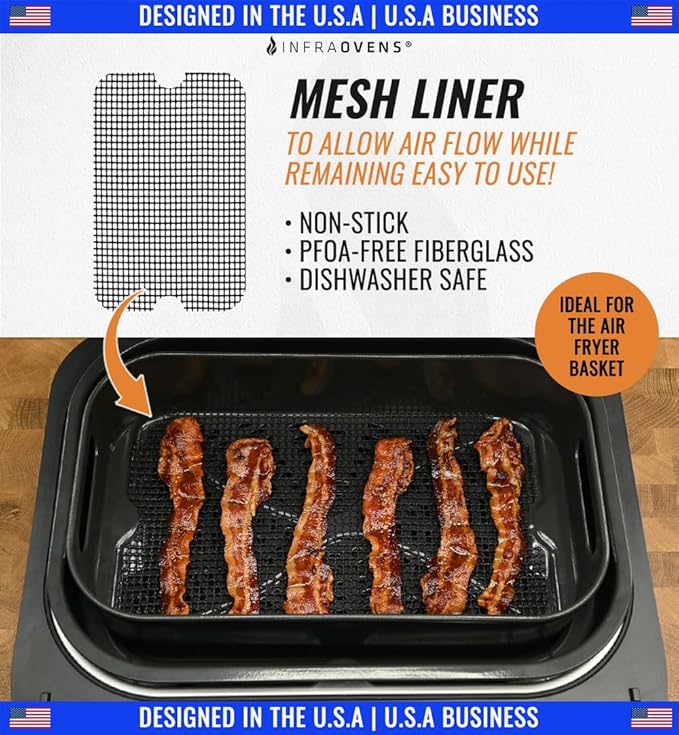 Air Fryer Reusable Liner Accessories for Ninja Foodi Smart XL Grill FG551 (Crisper Basket Only), Non Stick Mats with Air Fryer Recipe Book, Airfryer Accessory Set by INFRAOVENS