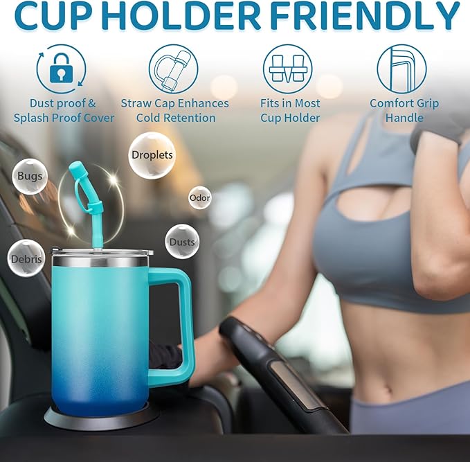 BENZZO Insulated Water Bottle Stainless Steel 40 oz Tumbler with Handle and Straw Lid Travel Mugs Cups