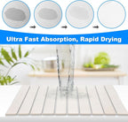 Large Stone Dish Drying Mat for Kitchen Counter,24"(L)×16"(W),Collapsible Quick Dry Dish Drying Mat,Diatomaceous Earth Mats for Cutlery, Pots and Bottles,Match Any Countertop