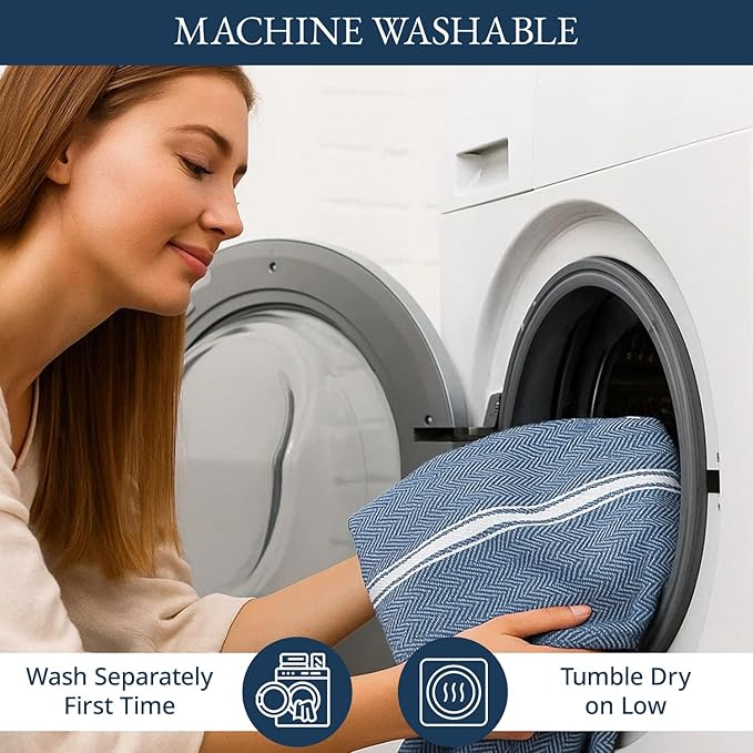 LANE LINEN Kitchen Towels Set - 100% Pure Cotton Dish Towels for Kitchen, Super Absorbent Kitchen Hand Towel, Tea Towels, Soft & Durable Dish Cloths, Pack of 12 – 14”x25”, Indigo