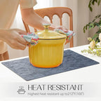 Romanstile Vinyl Placemats Set of 4-12 X 18 Inch - Heat Resistant Non-Slip Embossed Floral Place Mats 100% Waterproof Oilproof Wipeable Faux Leather Table Mats for Kitchen/Dining/Party, Navy Blue