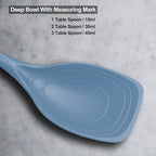 Large Silicone Cooking Spoon, Non-Stick Solid Spoon set with Deep Bolw and Measurement Mark for Mixing, Serving, Draining, Scooping, Scraping, Heat Resistant Kitchen Utensils, Starry Blue