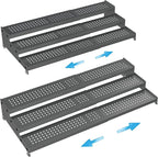 Expandable Spice Rack organizer with 3-Tier step shelf,Modern Design heavy duty,Non Skid and Visibility,Great for Kitchen Cabinet, Pantry and more(2PACKS/GUN-GREY)