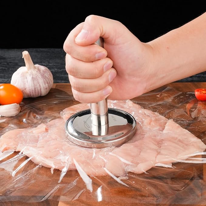 Meat Pounder Tenderizer，Meat Pounder Flattener，304 Stainless Steel Thickened Weighted Meat Hammer，Meat Mallet for Flattening Steak Beef Chicken, Kitchen Meat Tenderizer Tool (Dishwasher Safe)