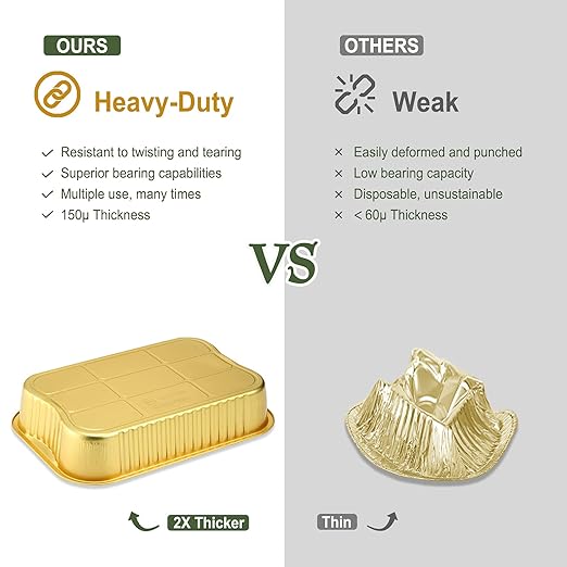 13"x 8.9" Sturdy Aluminum Foil Pans with Lids and Handle (5 Pack), 2X Thicker Heavy Duty, Dishwasher, Reusable Microwavable for Cooking, Baking, Reheating, Freezer, Oven, Recyclable, 118oz