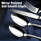 Silverware Set for 8, Stainless Steel Cutlery Set with Wide Handles, Mirror Polished Utensils Spoons and Forks Set, Dishwasher Safe (Silver, 40 Pieces for 8)