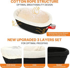 Banneton Bread Proofing Basket Set - 2X Oval Round Sourdough Proofing Baskets - Sourdough Proofing Bowls Bread Baking Supplies With Liner & Cloth Cover - Cotton Rope Banneton Basket for Baking