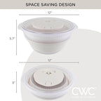 COOK WITH COLOR Collapsible Salad Spinner - 4 QT Space Saving Lettuce Dryer with Folding Collapsible Colander Great for Washing and Drying Fruit and Vegetables (White)