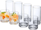 Amazing Abby - Probity - 12-Ounce and 16-Ounce Plastic Tumblers (Set of 8), Drinking Glasses, Reusable Cups, BPA-Free, Shatter-Proof, Dishwasher-Safe (Made of Plastic, NOT Glass)