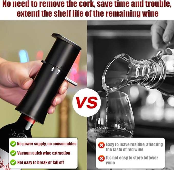 Vacuum Wine Dispenser, Multifunctional Wine Aerator, Wine Preservation System, Switchable Decanter & Wine Storage Function, Wine Accessories Gift for Wine Lovers, No Power & Consumables Required