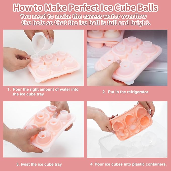 Whiskey Ice Cubes Mold,Rose Gift Ball Ice Maker Mold,8 Ice,Fun Shapes 2in,Silicone Ice Cube Tray for Birthday Christmas Party,Fun Accessories for Gift,Rose Ice Cube Mold for Cocktails,Bourbon