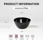 Melamine Beaded Cereal Bowls Set Black, 6 inch, 24oz All purpose/Soup/Salad Bowls Set of 6, Unbreakable Durable, Dishwasher Safe, BPA Free - Perfect for Soups, Salads, Cereal & Entertaining