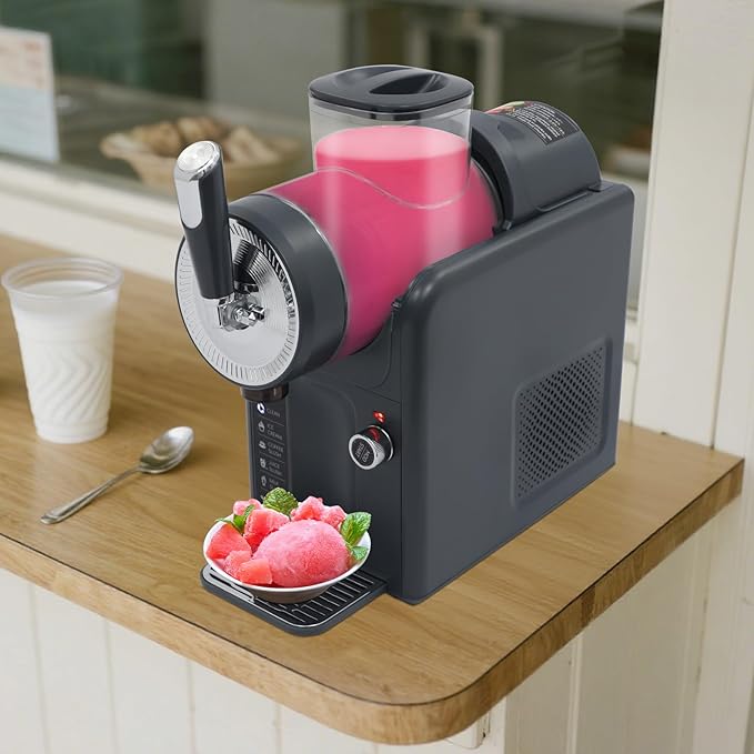 5 Preset Slushie Machine & Ice Cream Maker, 185W Commercial Slushie Maker for Ice Cream, Milkshakes & Cocktails, 61oz Capacity Slushy Machine with LED Display (Grey, 1.8L)