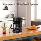 5-Cup Programmable Coffee Maker, Small Drip Coffee Machine with Food-grade Glass Carafe Coffee Pot, Always Keep Warm with Switch, Delay Brew, 25oz Water Reservoir, Compact for Home/Office/RV/Dorm