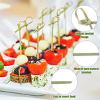 Nuogo 3000 Pcs Bamboo Cocktail Picks 4.13 Inch Bamboo Skewers Fruit Toothpicks for Appetizers Drink Garnish Sticks Handmade Food Pick with Looped Knot for Party Bar Snacks Sandwiches Drinks