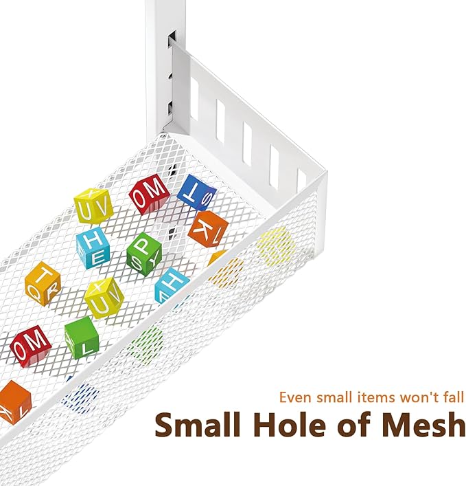 6-Tier Over The Door Pantry Organizer with Mesh Baskets, Adjustable & Stable Hanging Spice Rack for Kitchen, Bathroom, Bedroom, and Baby Essentials Storage (16" W 6-Tiers, White)