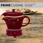 17oz Electric Gravy Boat Warmer, Ceramic Gravy Boat with Detachable Cord and Lid