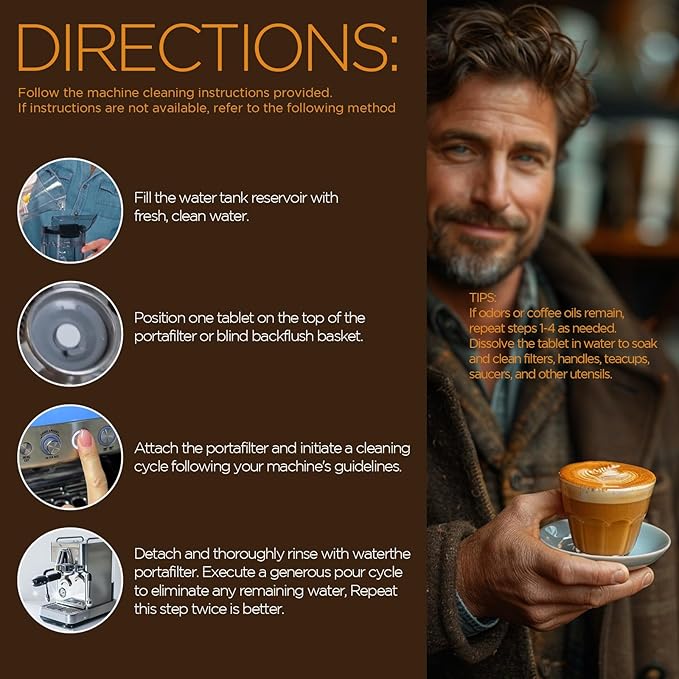 Espresso Machine Cleaning Tablets,16 Pack Coffee Machine Descaler Compatible with Breville, Gaggia, Delonghi, Jura, Coffee Oil Remover Tablets Suitable for use with all Espresso machines