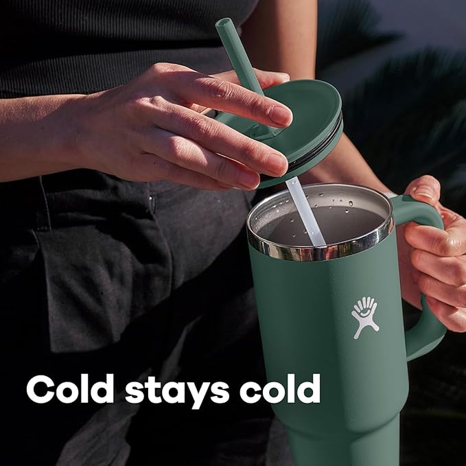 Hydro Flask 32 Oz Travel Tumbler with Handle, Lid and Straw - Insulated Stainless Steel in Matcha Ombre