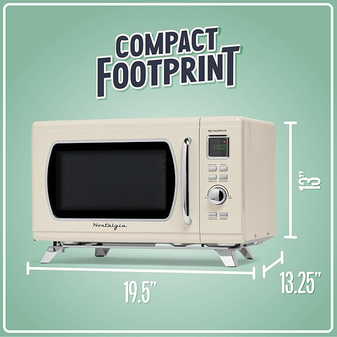 Nostalgia NMCMO9FTCRM6A Microwave Oven, 0.9 Cu. Ft, Cream
