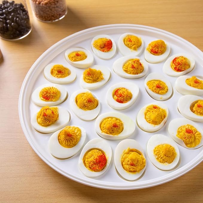 HANSGO Deviled Egg Containers with Lid, Deviled Egg Platter Carrier Holder Trays with 22 Slots for Holiday Party and Home Kitchen, White