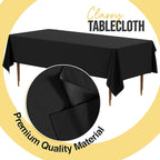 Party Solids 66% Thicker Premium Plastic Table Cloth Rectangle Table Cover 0.5 Mil 12 Pack Black Table Cloth 54 Inch x 108 Inch Disposable Tablecloth Won't Tear Easily Like Cheap Thin Brands