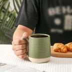 Hasense 15 Ounce Porcelain Coffee Mugs Set of 4 with Large Handle Perfect for Coffee, Tea, Milk, Chocolate and Latte, Unqiue Glaze Ceramic Coffee Cups Set for Man and Woman, Colorful