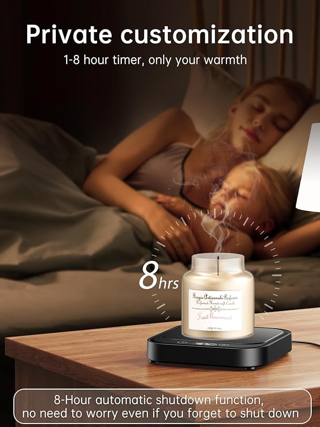 Mug Warmer - 40W Coffee Cup Warmer for Desk with Auto Shut Off, Smart Electric Candle Warmer with 4 Temp & Time Settings, Coffee Gifts for Beverage, Tea, Water, Milk in Home & Office (Black)