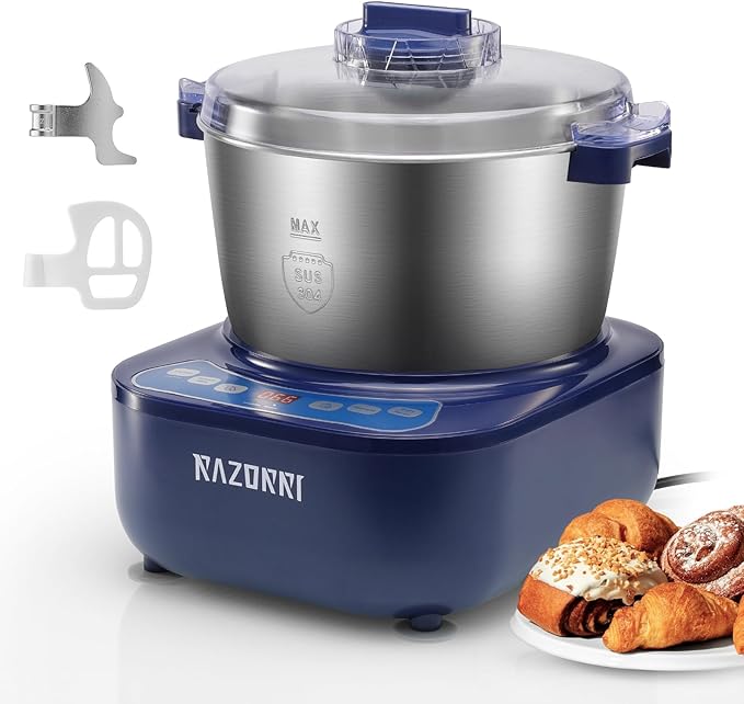 Razorri Electric Dough Maker, 5L 4.5QT Household Dough Mixer with Ferment Function, Microcomputer Timer, Stuffing Blade & Stainless Steel Bowl for Bread, Pizza, Noodles, Dumplings