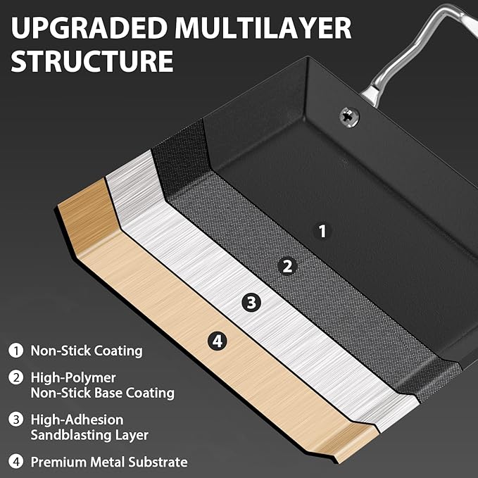 Utheer Upgraded Nonstick Cast Iron Griddle for Gas Grill – 15.8"x8.6" One Burner Griddle Flat Top Grill Plate for Gas/Electric/Charcoal, Easy to Clean, Lightweight & Durable, for Stovetop, Camping BBQ