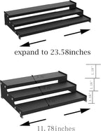 Premium Spice Rack Organizer for Countertops - tiered spice rack organizer for cabinet,spice jars, oil bottles and utensils 2 Pakcs Black (modern rust-resistant design)