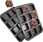 2 Packs Square Muffin Baking Pan, Premium Steel Muffin Pan for Baking, Nonstick Cupcake Tin Cheesecake Pans, Bakeware Muffin Top Pan (12 Cups, Black Grey)