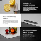 Titanium Cutting Board, Double Sided Titanium Cutting Board for Kitchen, Non Toxic Non Slip, Chopping Board, Dishwasher Safe, Easy to Clean (14''x10'')